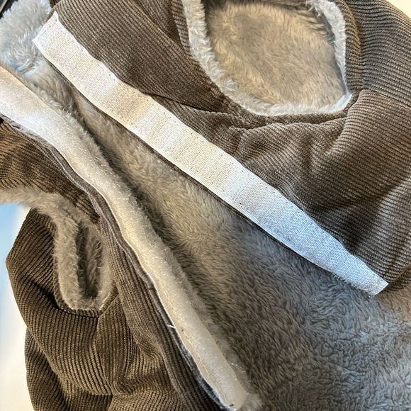 Gray Corduroy Dog Coat with Fleece Lining | Small | Cozy Winter Jacket - Picture 4 of 7